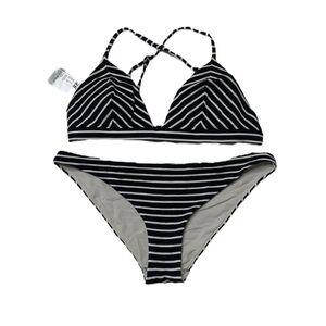 H&M Monochrome Striped Swimwear